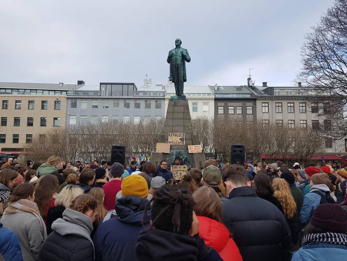 Samstöðufundurinn fór fram á Austurvelli í dag