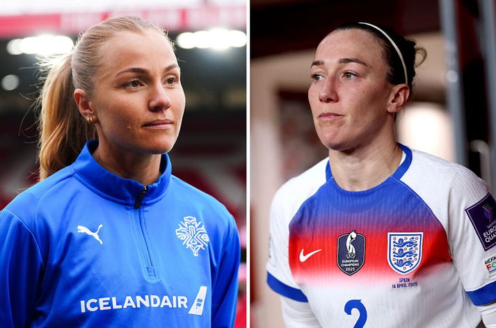 Glódís Perla Viggósdóttir og Lucy Bronze mætast á Laugardalsvelli á morgun.