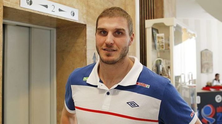 Bjarte Myrhol er einn allra besti línumaður heims. Hér er hann á hóteli leikmanna í Vrsac í gær.