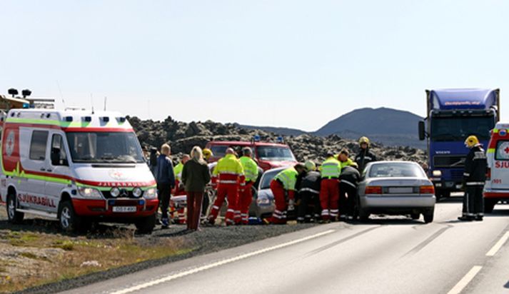 Á slysstað.