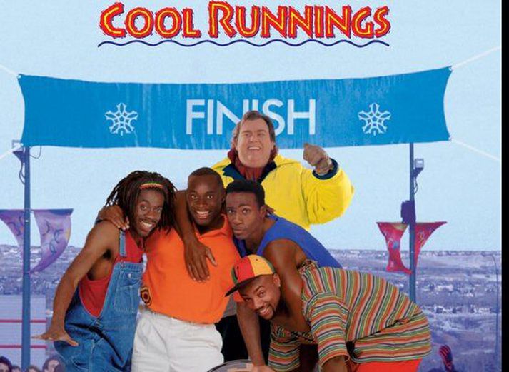Auglýsingamynd með kvikmyndinni Cool Runnings frá árinu 1993 sem sló í gegn og gerði jamaíska bobsleðalandsliðið að uppáhaldi margra.
