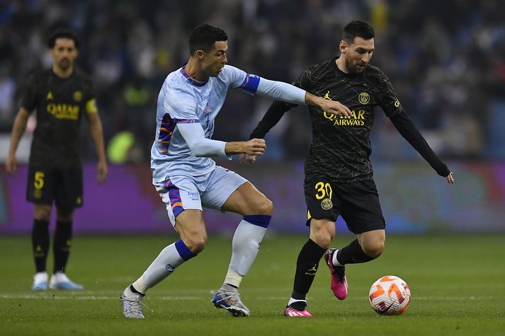 Lionel Messi þegar hann lék með Paris Saint-Germain og mætti Cristiano Ronaldo sem lék þarna með úrvalsliði Riyadh.