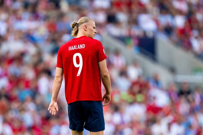 Erling Braut Håland skoraði fyrir Noreg í kvöld.