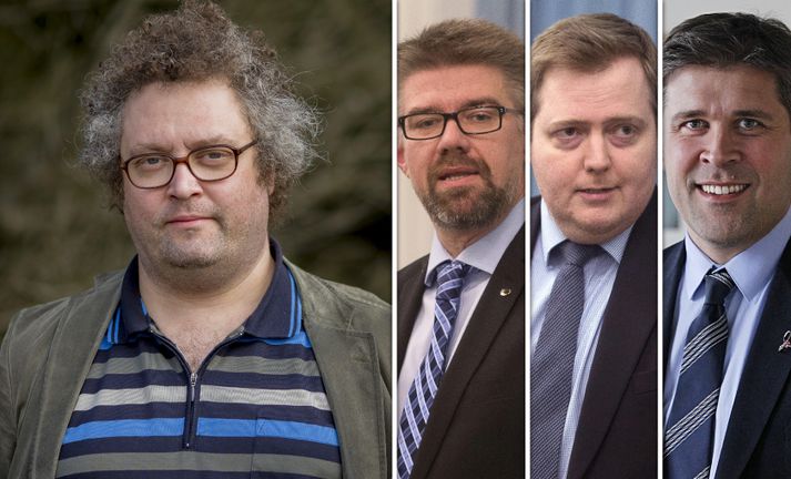 Ráðherrunum brá í brún þegar þeir gengu inn á barinn, beint í flasið á spurningamanninum Stefáni -- í öllu sínu veldi.