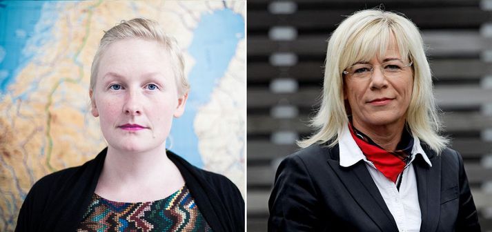 Jóna Hlíf Halldórsdóttir, formaður SÍM, og Vigdís Hauksdóttir.