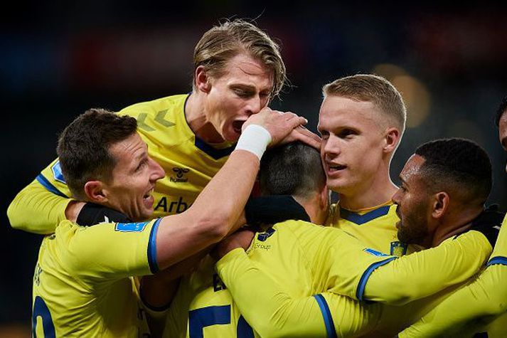 Hjörtur og félagar í Brøndby fagna marki fyrr á þessari leiktíð en í stjórn félagsins er nú kominn Íslendingur.