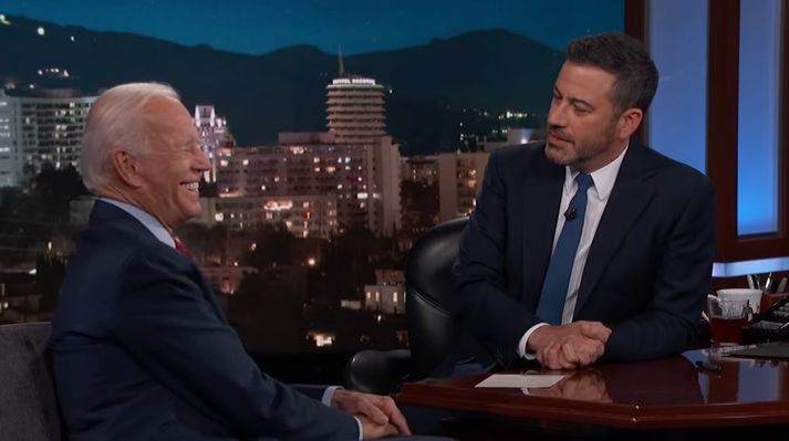 Joe Biden og Jimmy Kimmel.