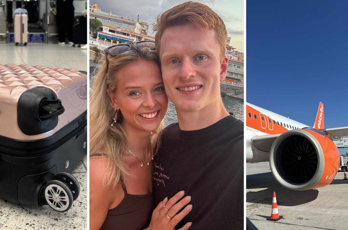 Sóley Edda Karlsdóttir og Arnór Gauti Brynjólfsson komin heim úr góðu fríi á Tenerife. Ferðin kostaði þó sitt og hinar ótrúlegustu uppákomur á leiðinni heim settu strik í reikninginn.