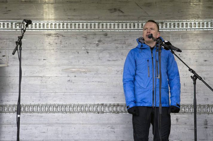 Ragnar Þór Ingólfsson, formaður VR, ávarpaði mannfjöldann á Austurvelli en hann gagnrýndi stjórnvöld harkalega í ræðu sinni.