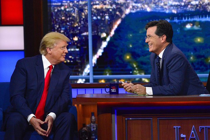 Donald Trump var eitt sinn í heimsókn hjá Stephen Colbert.