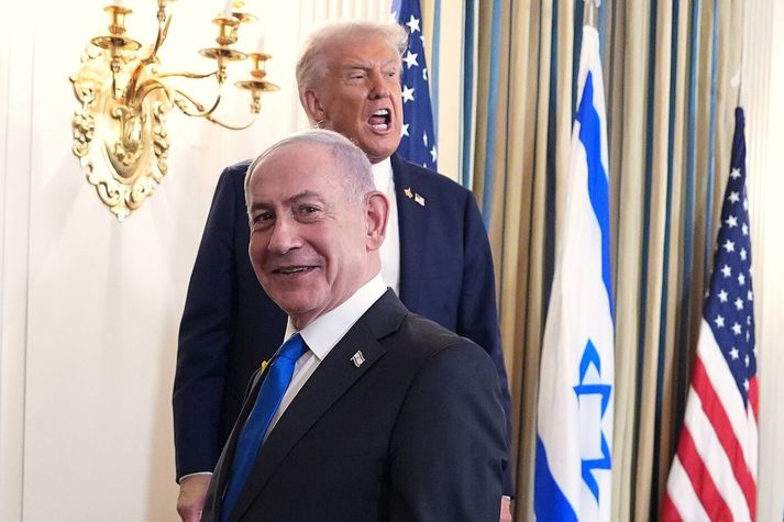Donald Trump, forseti Bandaríkjanna, og Benjamín Netanjahú, forsætisráðherra Ísraels, í Hvíta húsinu á dögunu.