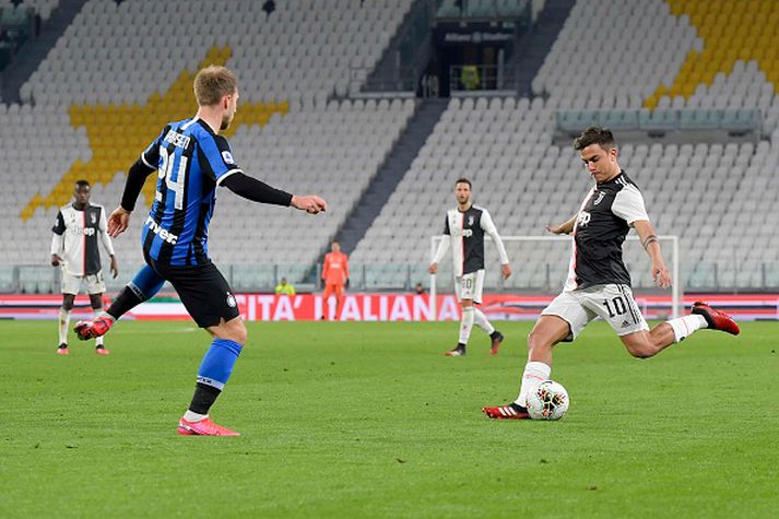 Leikur Inter og Juventus fór fram án áhorfenda um helgina.