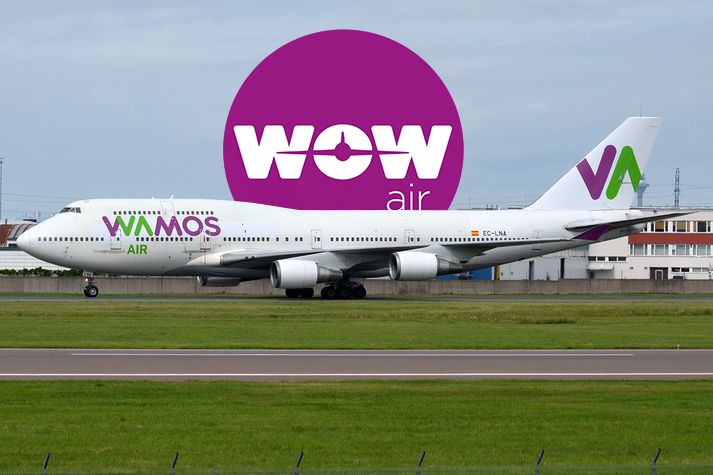 Wamos breiðþotan sem WOW Air leigði tekur um 500 manns í sæti.