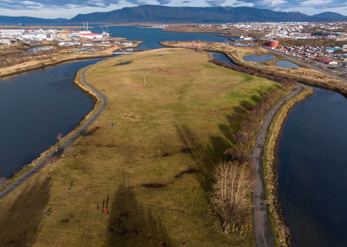 Á Geirsnefi í Reykjavík er svæði þar sem lausaganga hunda er heimil og ferfætlingarnir mega hlaupa frjálsir um. 