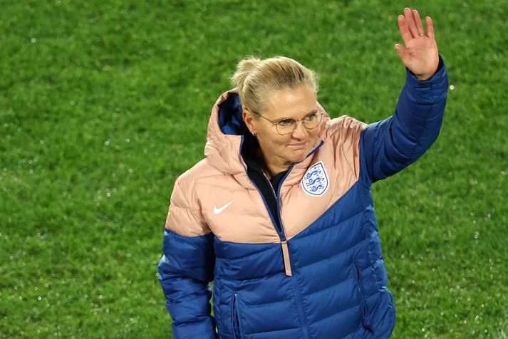 Australia v England Semi Final - FIFA Women's World Cup Australia & New Zealand 2023 SYDNEY, AUSTRALIA - AUGUST 16: Sarina Wiegman, Head Coach of England, celebrates after the team's 3-1 victory and advances to the final following the FIFA Women's World Cup Australia & New Zealand 2023 Semi Final match between Australia and England at Stadium Australia on August 16, 2023 in Sydney, Australia.  (Photo by Maryam Majd/Getty Images)