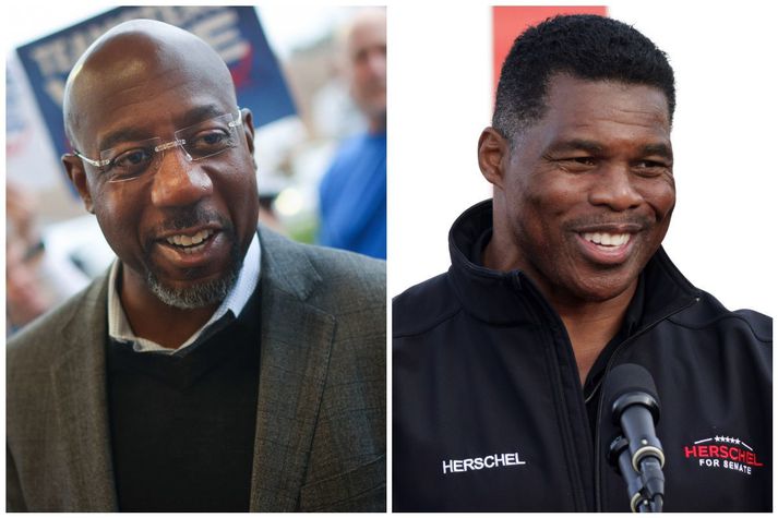 Raphael Warnock, prestur og sitjandi öldungadeildarþingmaður Demókrata, virðist vera með forskot á Herschel Walker, fyrrverandi fótboltamann og frambjóðanda Repúblikana.