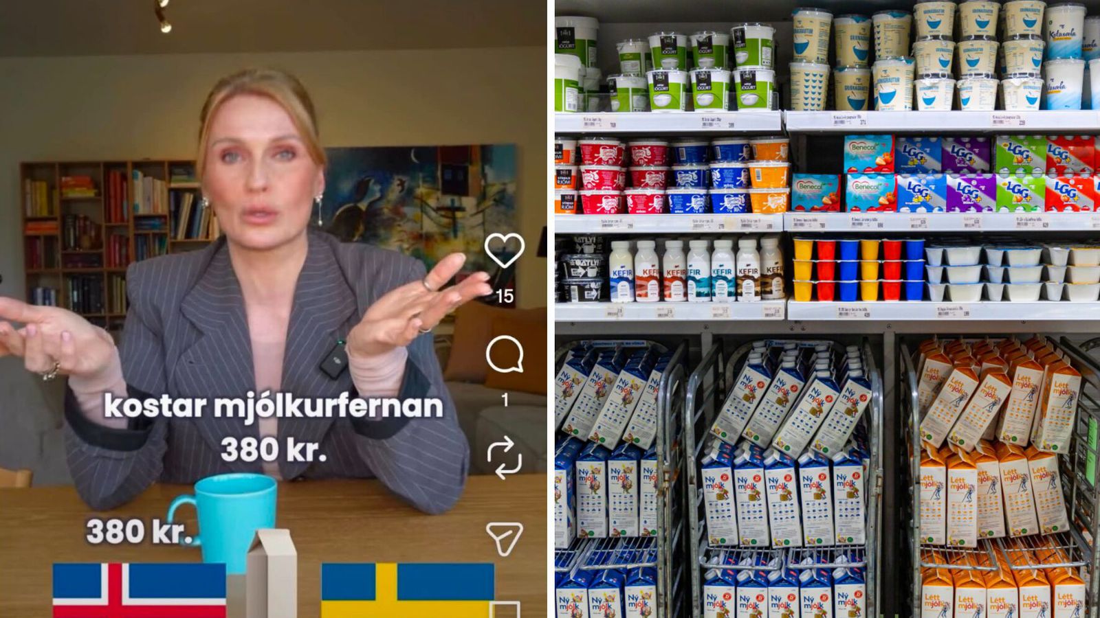 Sögðu mjólkur­fernu kosta 380 krónur en eyddu myndskeiðinu
