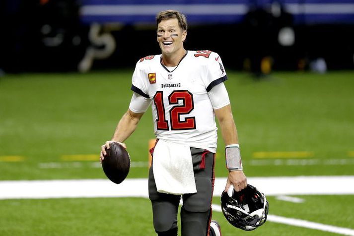 Tom Brady var kátur eftir sigur Tampa Bay Buccaneers á New Orleans í nótt.