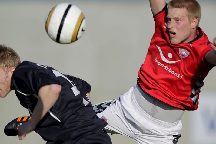 Haukur Páll Sigurðsson var rekinn af velli í kvöld.