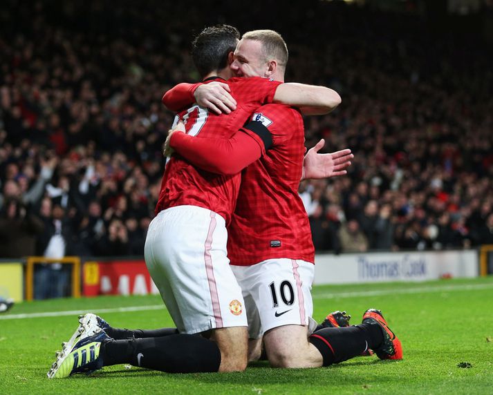 Rooney og Persie fagna um helgina.