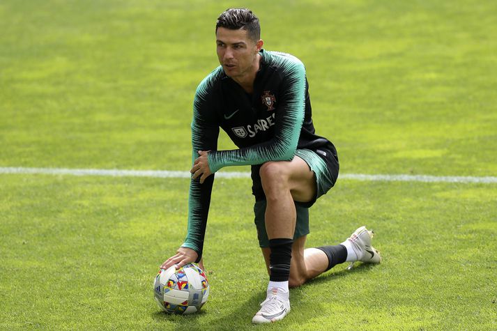 Ronaldo á æfingu með portúgalska landsliðinu.