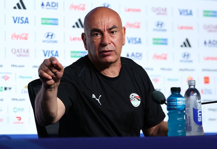 Argentina v Egypt: Round of 16 - FIFA World Cup 2026 ATLANTA, GEORGIA - JULY 07: Hossam Hassan, Head Coach of Egypt, attends a post-match press conference after the FIFA World Cup 2026 Round of 16 match between Argentina and Egypt at Atlanta Stadium on July 07, 2026 in Atlanta, Georgia. (Photo by Julian Finney - FIFA/FIFA via Getty Images)