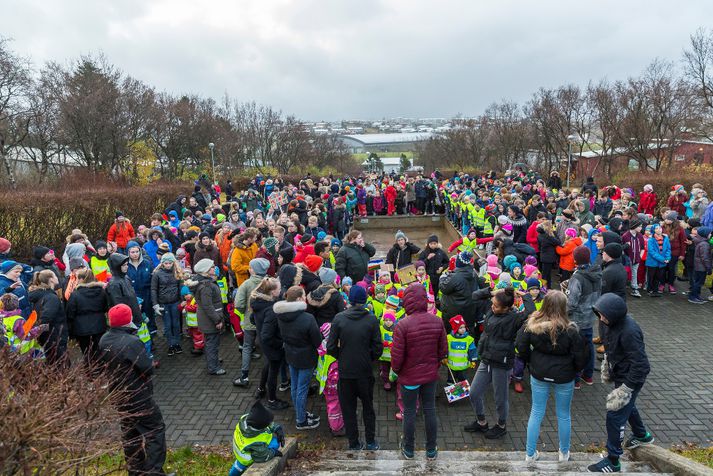 Þáttakendur í göngunni í morgun