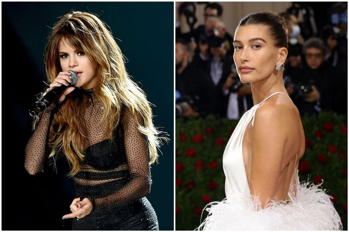 Allra augu eru á tónlistarkonunni Selenu Gomez og fyrirsætunni Hailey Bieber.