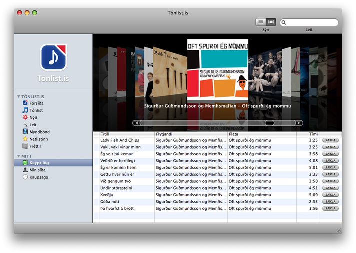 Svona lítur þetta út í iTunes