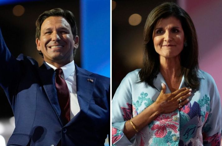 Ron DeSantis og Nikki Haley hvöttu landsmenn til að hafna Biden og kjósa Trump.