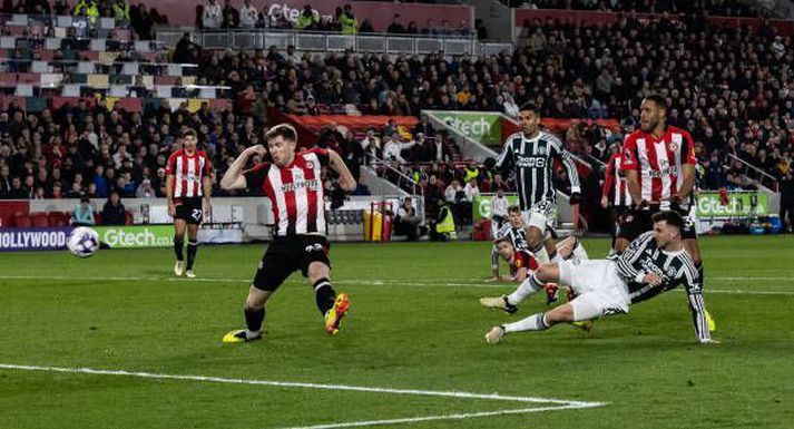 Mason Mount skoraði fyrsta mark sitt fyrir Manchester United í kvöld. 