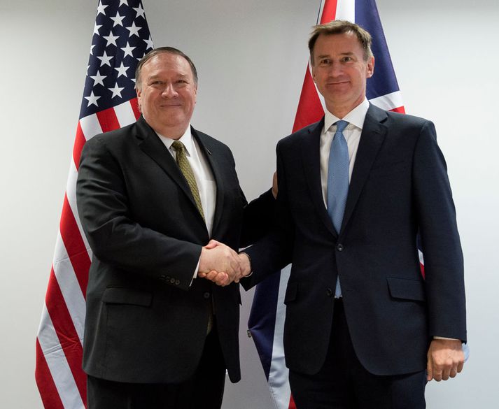 Mike Pompeo og Jeremy Hunt á fundi um kjarnorkumál í Íran.