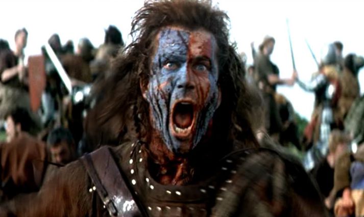 Mel Gibson í hlutverki hins skoska William Wallace í Braveheart.