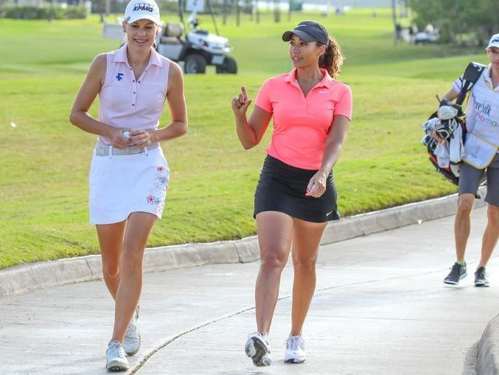 Ólafía Þórunn og Cheyenne Woods voru saman í Wake Forest-háskólanum.