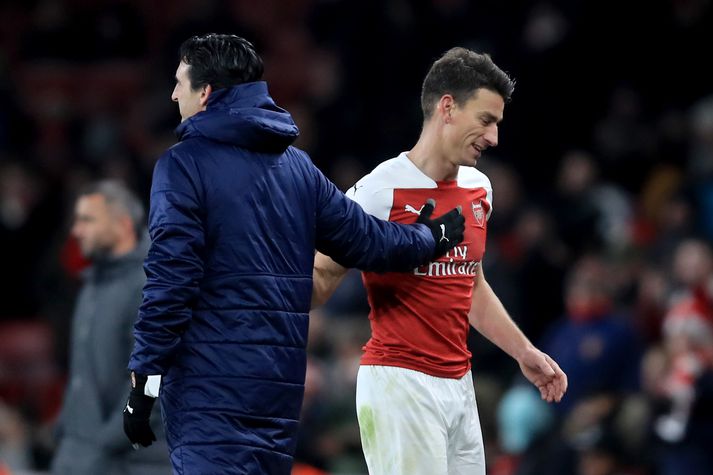 Emery og Koscielny á góðri stundu.