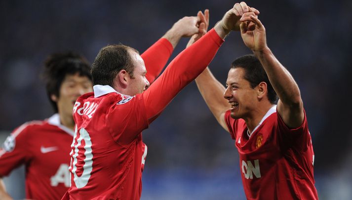 Wayne Rooney og Javier "Chicharito" Hernandez.