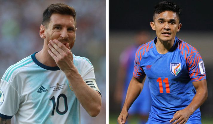 Lionel Messi og Sunil Chhetri.