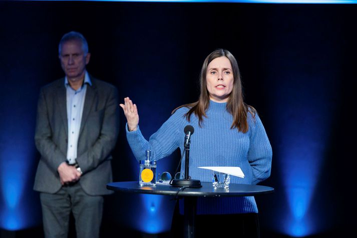 Katrín Jakobsdóttir forsætisráðherra ásamt Þórólfi Guðnasyni sóttvarnalækni. 