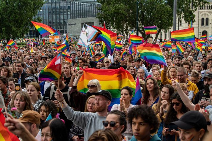 Sumir aðgerðasinnar mótmæltu ákvörðun lögreglu að fara fram á frestun viðburða á Pride.