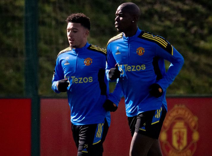 Jadon Sancho og Paul Pogba áttu erfitt með mæta á réttum tíma á æfingar hjá Manchester United.