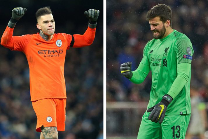 Brasilísku markverðirnir Ederson og Alisson.