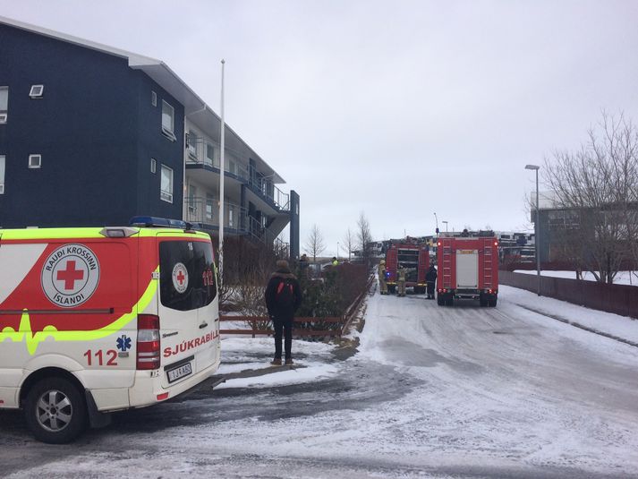 Frá vettvangi í dag.