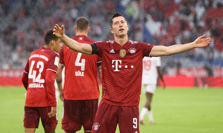 Robert Lewandowski skoraði fyrsta mark Bayern í dag.