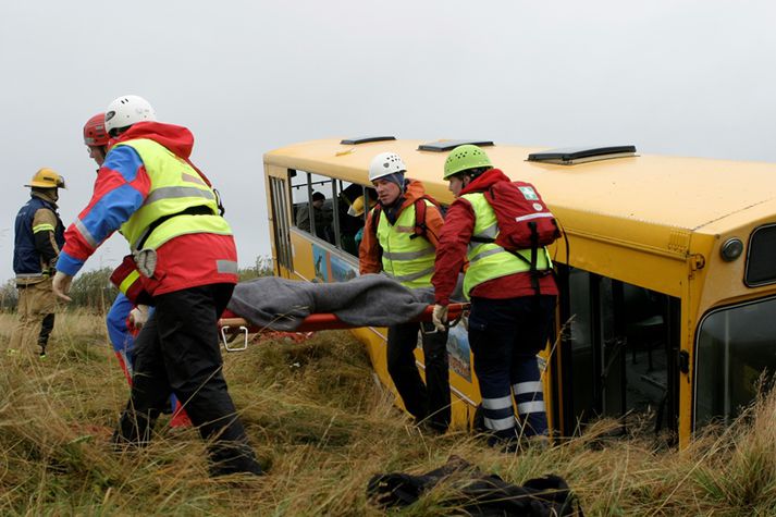 Þarna mun verða sviðsett stórt rútuslys með allt að 30 manns. 