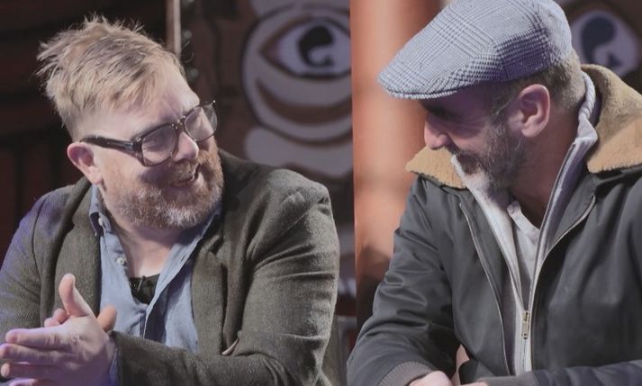 Jón Gnarr og Eric Cantona voru í góðum gír þegar þeir hittust á Íslandi í apríl síðastliðnum.