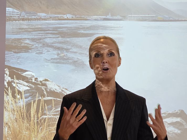 Sigríður Margrét Oddsdóttir, framkvæmdastjóri Samtaka atvinnulífsins á fundinum í Þorlákshöfn.