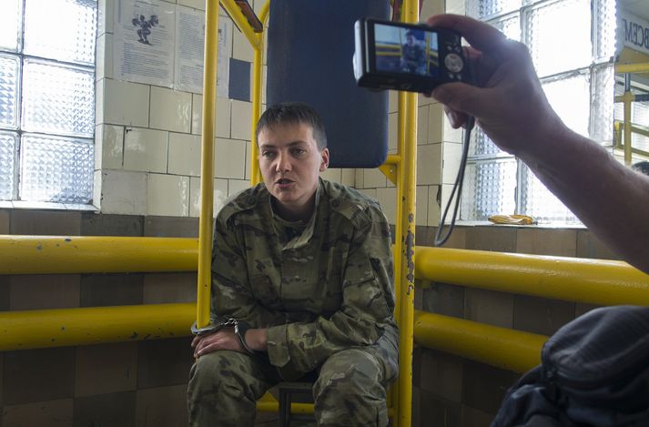 Nadezhda Savchenko er í haldi Rússa eftir að hún var handsömuð af aðskilnaðarsinnum í Úkraínu.