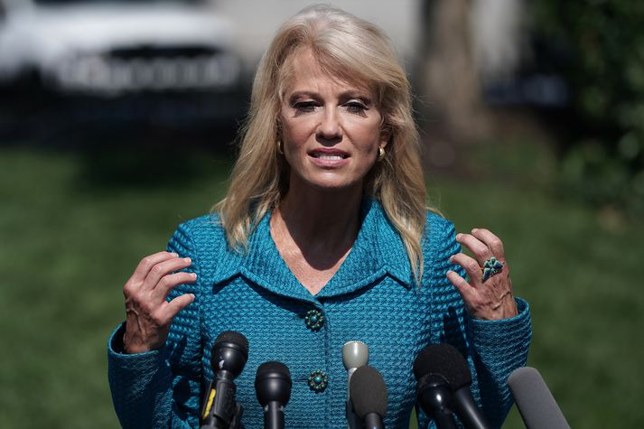 Kellyanne Conway, ráðgjafi forsetans, á umræddum blaðamannafundi.