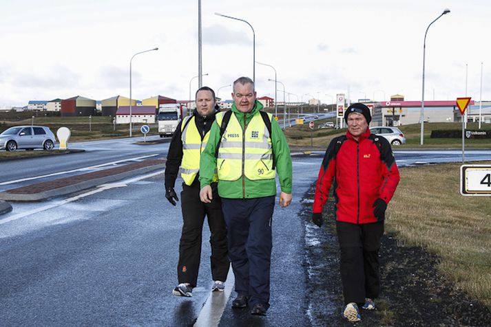 Hilmar fyrir miðju, með honum eru Baldvin Haukur Júlíusson, bróðir Hilmars, og Haraldur Haraldsson félagi hans.