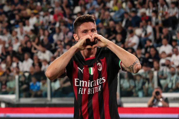 Olivier Giroud sá til þess að AC Milan leikur í Meistaradeild Evrópu á næsta tímabili.